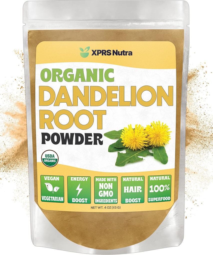 XPRS Nutra Organic Dandelion Root Powder - Vegan Friendly Antioxidant Power for Liver Support - Dandelion Root for Tea and Dranks - Immune Boosting Dandelion Powder (4 Ounce)