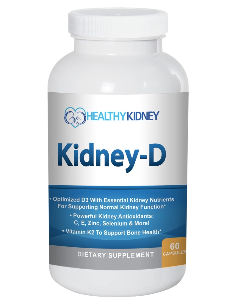 Nier-D Niersupplement. Vitamine D Geoptimaliseerd voor Nierondersteuning. Vitamine D3 en 7 Niervitaminen en voedingsstoffen Ontworpen voor de Niergezondheid en meer