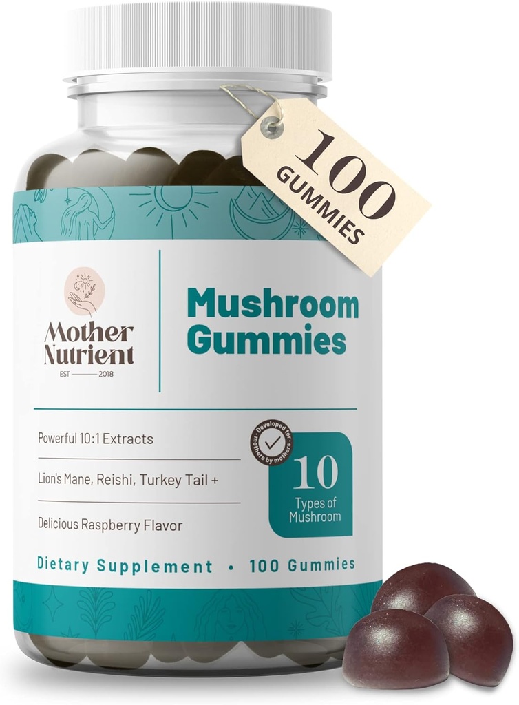 Paddestoelen supplement Gummies- Pure Extract Multi Paddenstoelen supplement- Chaga, Reishi, Cordyceps & Lion's Mane - 50 dagen levering Kauwbare Gummies (100 st.)