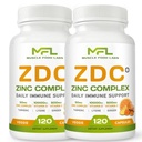 Z D C Plus | Vitamin C, 500mg | Vitamin D3, | Zinc, | Turmeric | Ginger | Lysine | Non-GMO & Gluten Free | Veggie Caps | 2 Pack