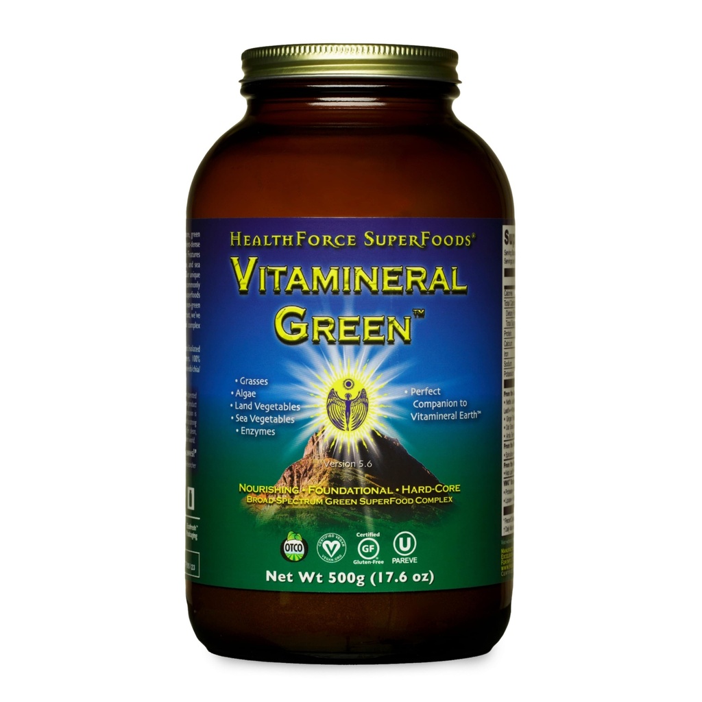 HEALTHFORCE SUPERFOODS Vitamineral Green - Mineral Supplement for Immune & Thyroid Support - Green Powder Supplement with Ingredients from The Land - Gluten-Free & Vegan - 500 Grams