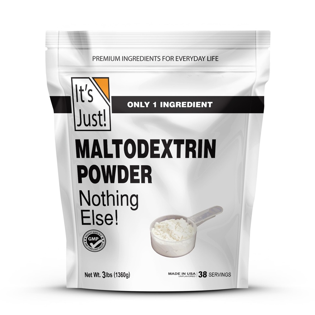 Het is gewoon! - Mass Gainer Powder, 100% maltodextrine (Complex Koolhydraten), Sustained Energy, Rapid Absorptie, Non-GMO, Gemakkelijk toe te voegen aan elke eiwitshake, 3lbs / 38 Servers