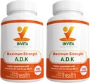INVITA ADK - Vitaminen A1, Vitamine D3 5000 IE & K2 MK7 Supplement - Arts Formulated Bone & Immuun System Support - Glutenvrij, niet-GMO - 180 Vegetarische Capsules voor mannen en vrouwen