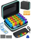 Maandelijkse pil Organizer 2 keer per dag, met Wekelijkse pil Bag, draagbare harde Shell, pil Cutter, Plastic Opening Pick, Maandelijks & Weekly Stickers, Handige Medicatie Management en Tracking