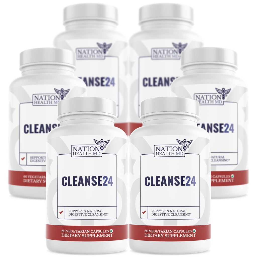 MD Cleanse24 - Gut Cleanse & Digestive Support Supplement - with Onion, Garlic, Turmeric, Papaya, Black Walnut, Sweet Wormwood Powder, Olive Leaf Extract - 360 Capsules