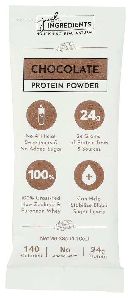 Just Ingredients Chocolate Whey + Plant Protein SGL, 1.16 OZ
