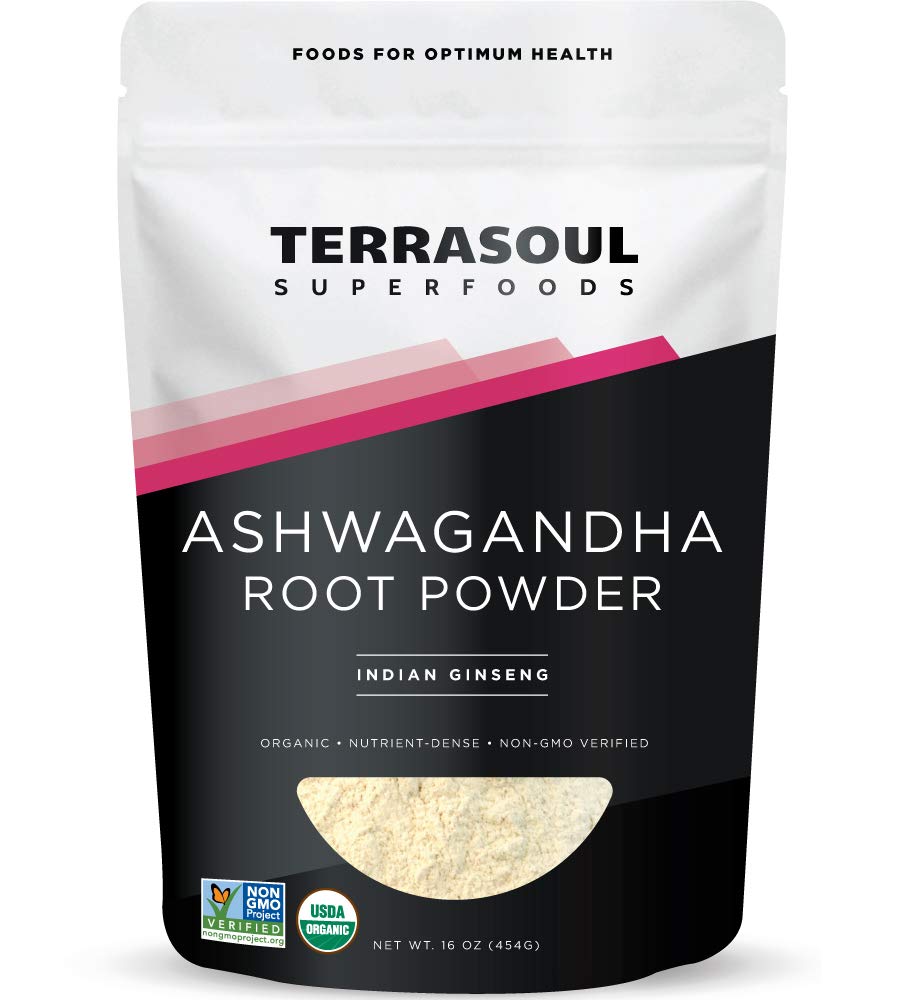 Terrasoul Superfoods Biologische Ashwagandha Wortelpoeder, 1 Lb - Stress Adaptogen 