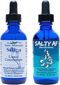 Eidon Liquid Silica Mineral Concentrate and Salty AF Electrolyte Drink Mix - Silica Supplement voor haar, huid en nagels, Ongezoete vloeibare Elektrolyte druppels voor water, Geen toegevoegde suiker, niet GGO