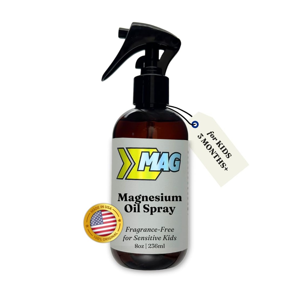 Magnesium Spray for Kids & Toddlers – Restlful Sleep, Calm Bedtime, Growing Pains, Active Play Recovery – Pure, All-Natural, Gentle for Sensitive Skin, Fragrance-Free - 8 fl oz by MAG Recovery