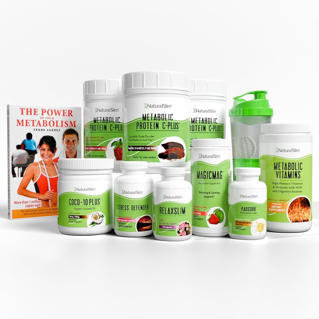 NaturalSlim Speed Package, Comprehensive Metabolism Support & Energy System, Includes Protein Shakes, Vitamins, MagicMag, Kadsorb, Coconut Oil & Bonus Wellness Book in Spanish (1-Month Supply)