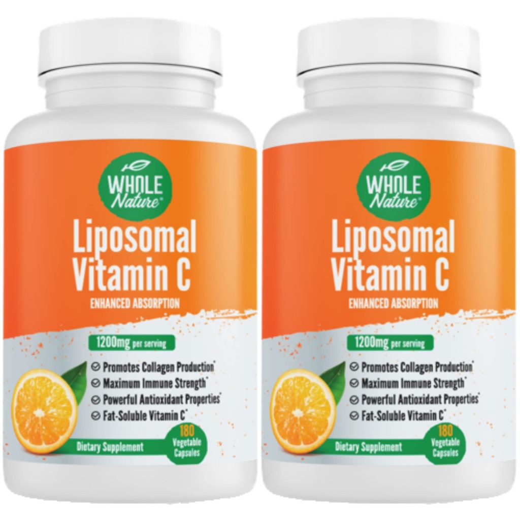 Liposomal Vitamin C Supplement Pills 1200 mg - High Absorption 180 Vegan Capsules Fat Soluble Vit C, Maximum Strength Immunity Support & Collagen Booster, Sunflower Lecithin , lypo spheric (2)