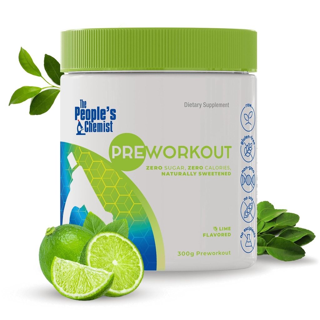 People's Chemist The Pre-Workout (Lime) - Natural Caffeine for Energy, Focus & Endurance – No Sugar, No Artificial Ingredients – Lime Flavor