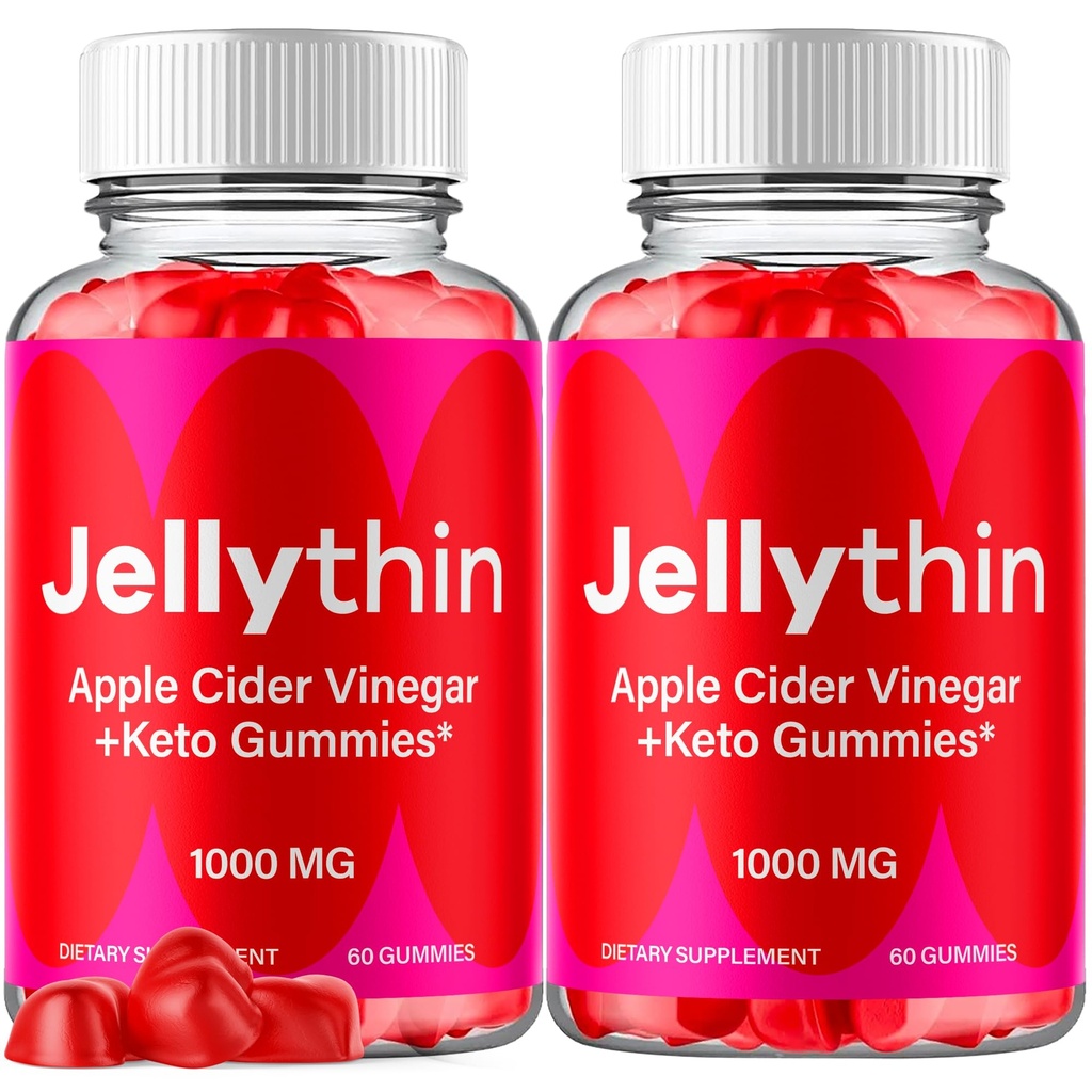 (2 Pack) Jelly Thin Gummies, Jellythin Weight Management Gummys with Apple Cider Vinegar, Advanced Health and Wellness Formula Gummys with Maximum Strength Active Lifestyle Multivitamins (120 Gummies)