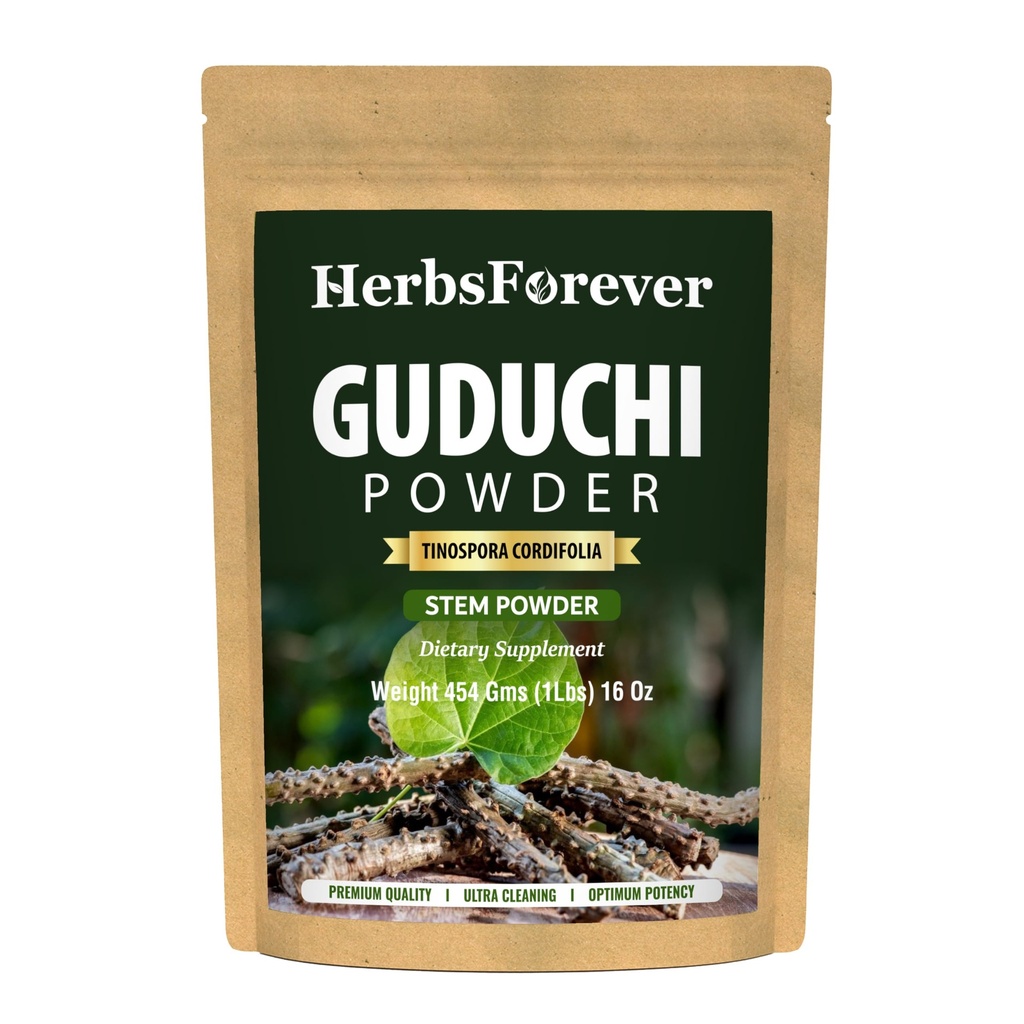 Herbsforever Guduchi Powder Tinospora Cordifolia | Premium Herbal Powder | Non-GMO, Vegan, Gluten-Free | 454 GMS | Natural Support for Overall Wellness & Vitality