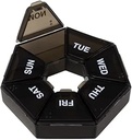 EZY DOSE 7-dagen Weekly Pillen Organisator, Dagelijkse Medicine Container en Vitamine Planner, Ronde Supplement Case, Compact, Reizen Vriendelijk, Portable Storage Sorter, 7-sided Circle, Zwart, BPA Gratis