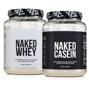 NAKED Whey Protein Powder 2LB (Unflavored) + Casein Protein Powder 2LB (30 Servings) – GMO-Free, Gluten Free, Soy Free, Preservative Free