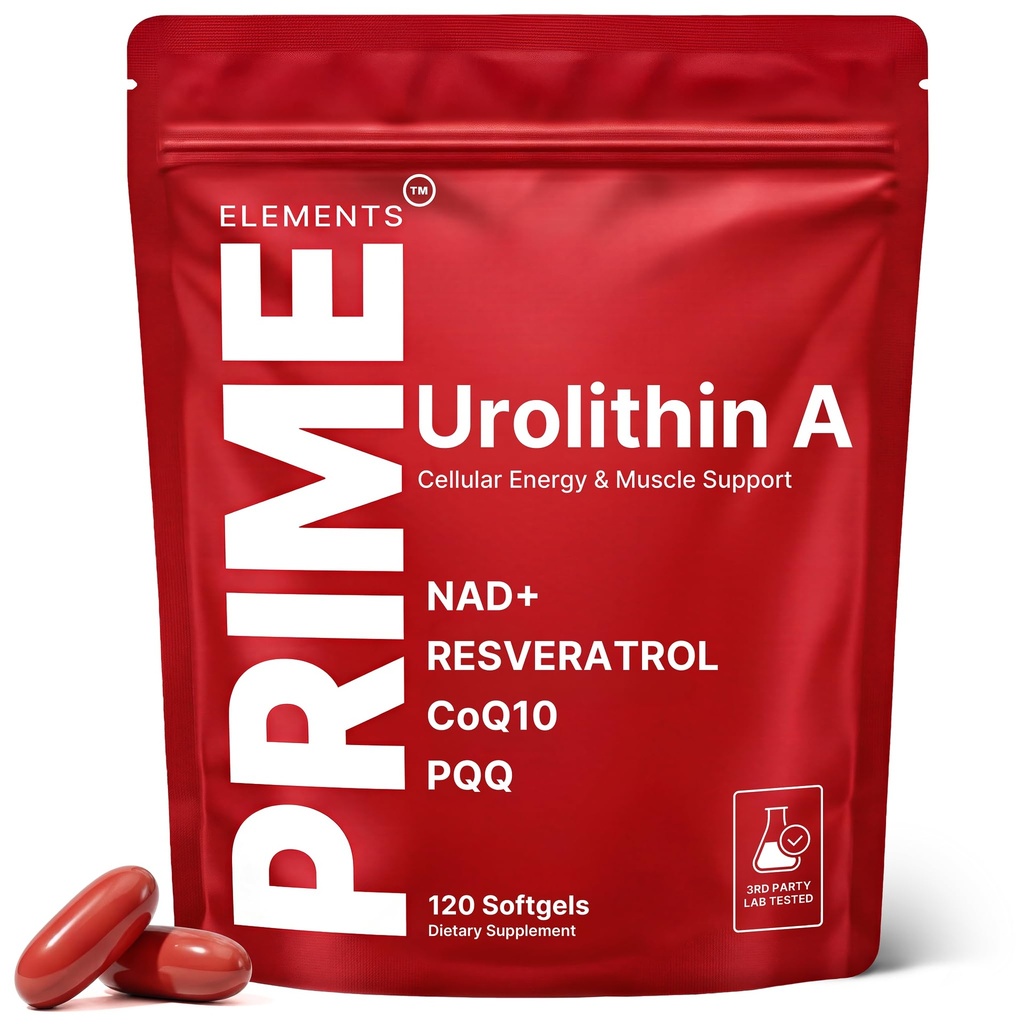 Urolithin A Supplement with NAD+, Resveratrol, CoQ10 & PQQ, High Potency 5-in-1 Longevity Formula, Mitochondrial Support for Healthy Aging, Energy & Muscle Strength, 120 Softgels - 2 Month Supply