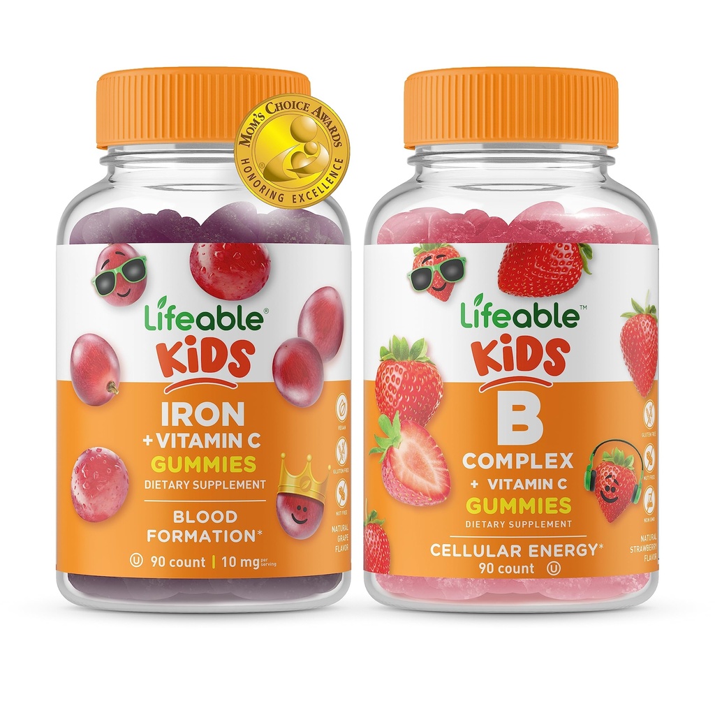 Levensvatbare Iron & Vitamin C Kids + B Complex Kids, Gummies Bundle - Grote Proeverij, Vitamine Supplement, Glutenvrij, GGO-vrij, Kauwgom