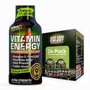 Vitamin Energy Workout+ Extra sterkte Energie Shot Sour Apple 24 Pack, 260mg Natural Cafeine, Pre-Workout, B-Vitamins, Mineralen, Endurance & Performance, Zero Sugar, Gluten-Free, Vegan, 1,93 fl oz