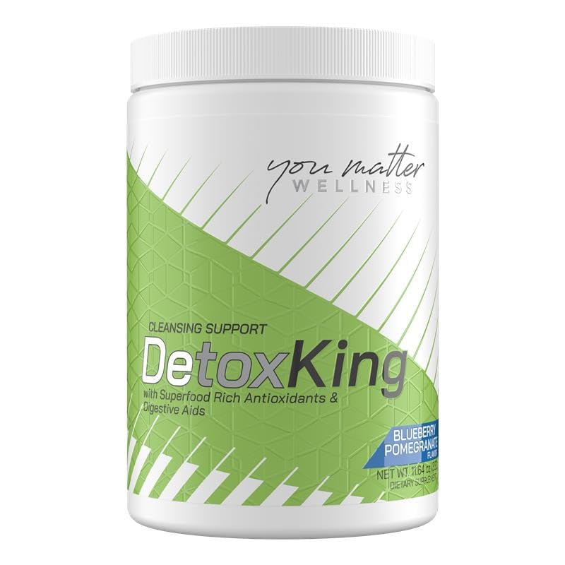 DetoxKing – All-in-One Detox Cleanse with Probiotics, Fiber, Antioxidants & Digestive Enzymes – Full Body Detox & Digestive Support – 30 Serv, YMW