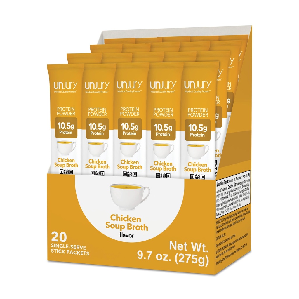 Unjury Whey Protein Powder Individual Stick Packs | Chicken Soup | 10.5g 100% Whey Isolate Protein Powder | Low Carb and Lactose Free | Gluten Free | Certified Kosher | 20 Servings
