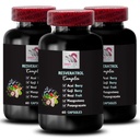Berry Benefits - RESVERATROL COMLEX - Daily Energy, Noni Blend, Elderberry Strength, Grape Skin Power, Goji Berry Shine, Flavorful Boost, Acai Berry Energy, Powerful Antioxidants 3 Bottles 180 Caps