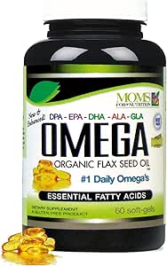 Natuurlijke Omega 3-6-9 Blend met DPA, EPA, DHA, ALA en GLA en biologische Vlaszaadolie Plus Wild Betrapt Natuurlijke Visolie - Meer dan 2.800 Milligram Kracht - Glutenvrij - Gemaakt in de VS - 60 SoftGels