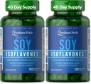 Puritan's Pride Non-GMO Soy Isoflavones 750mg, Dietary Supplement with Active Daidzein, Genistein, and Glycitein Supports Menopause and Hot Flashes, 120 Rapid Release Capsules (Pack of 2)