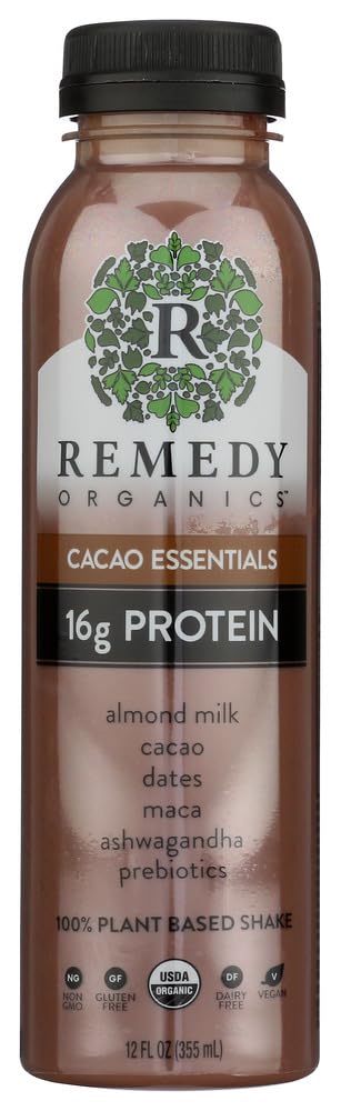 Remedy Organics Protein | Cacao Essentials 12 FL Oz | Plant Based Protein Shakes, Ready To Drink | USDA Organic, Gluten Free, Dairy Free, Soy Free…
