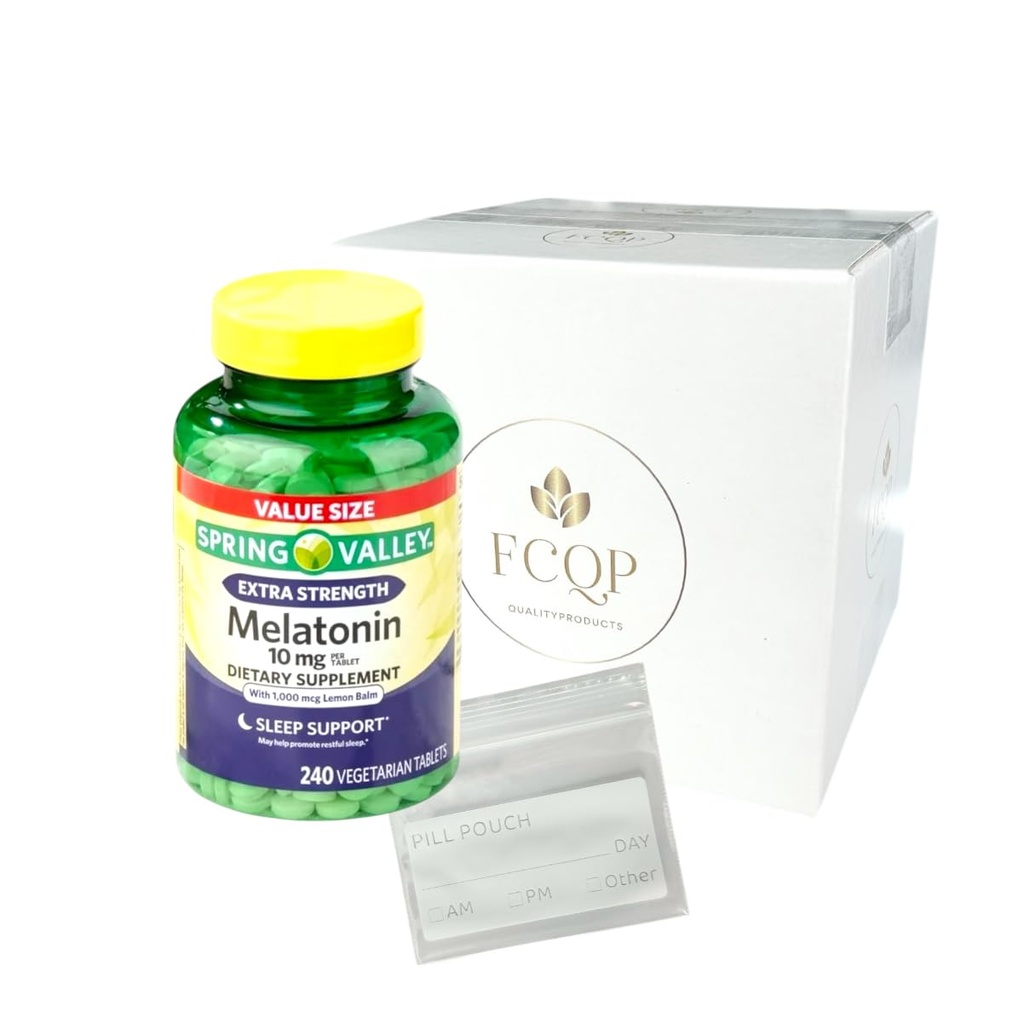 Spring Valley Extra Strength Melatonin 10mg, Sleep Support with Lemon Balm, 240 Vegetarian Tablets