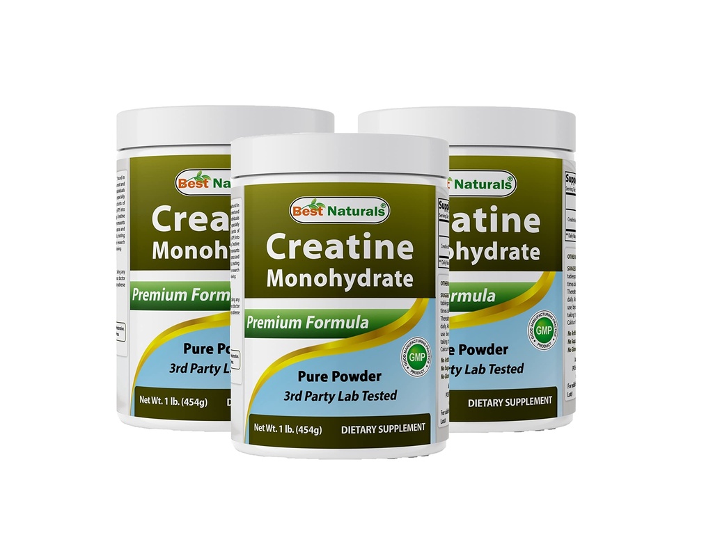 Best Naturals Creatine Monohydraat 1 Lb Zuiver Poeder (1 LB (verpakking van 3)