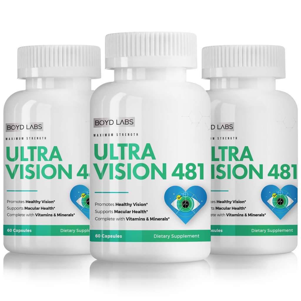 Ultra Vision 481 Eyesight Support with Lutein, Quercetin, Biotin and Bilberry for Eye Health Support, 60 Capsules (3)