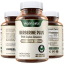 Vegan Labs Berberine HCL 1200MG met biologische Ceylon Cinnamon- 180 Vegan Capsules- Ondersteunt algehele gezondheid en immuunsysteem