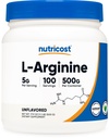 Nutricost L-Arginine Poeder 500 Gram (1.1lbs) - Pure L-Arginine Poeder - 5000mg per portie; 100 porties