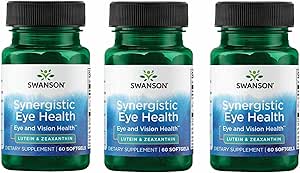 Swanson Lutein & Zeaxanthine Synergistic Eye Health Vision Retina Macula Supplement (Lutein 20 mg & OmniXan Zeaxanthine 2 mg) 60 Softgels Sgels (3 Pack)