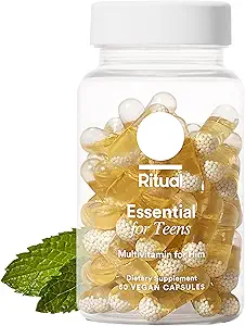 Ritual Teen Vitamines for Boys - Zink, Vitamine A en D3 for Immune Function Support*, Omega-3 DHA & B12 for Brain Health, Non-GMO, Mint Essenced, 30 Day Supply, 60 Vegan Capsules