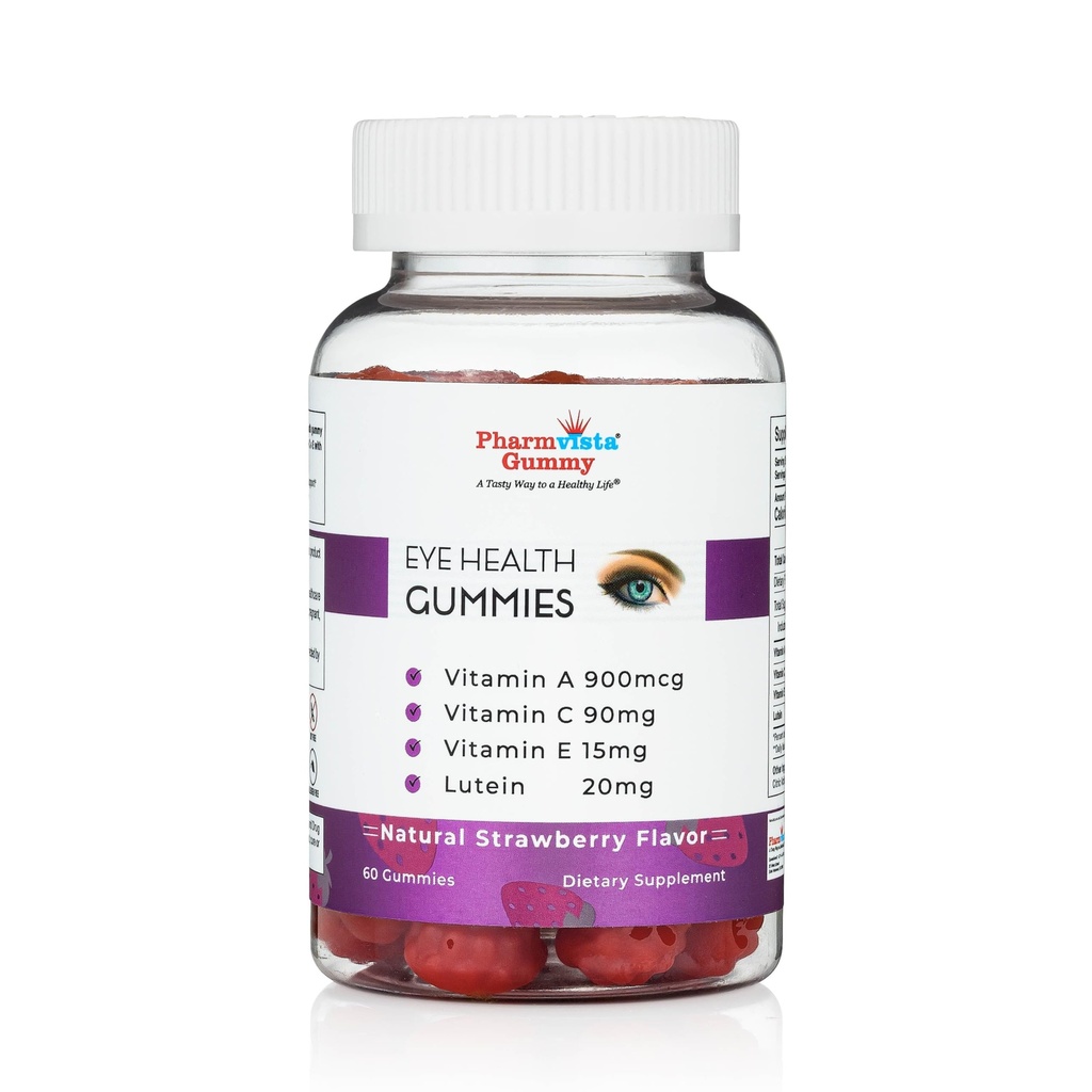 Eye Health Support Gummy - Vitamine A + C + E + Luteïne - Glutenvrij, Veganistisch vriendelijk supplement - 60 Tellen