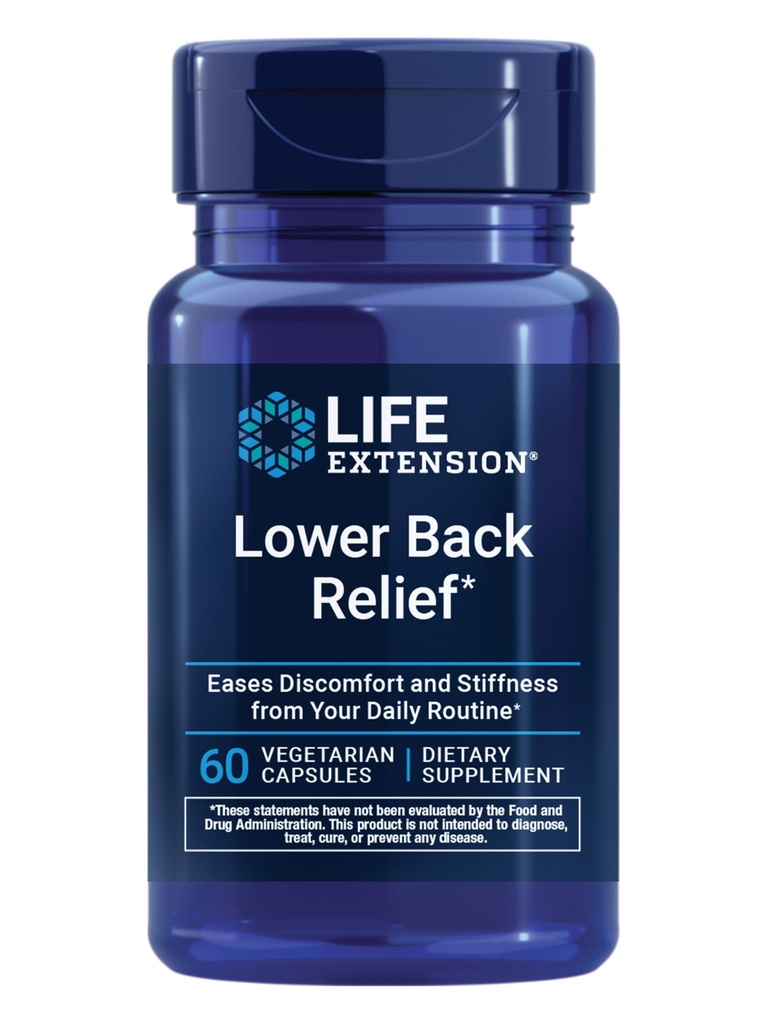 Life Extension Lower Back Relief, Chinese Chaste Boom, Gemberextract, voor lagere rug ongemak en af en toe Stiffness, Non-GMO, Glutenvrij, Vegetarisch, 60 Capsules