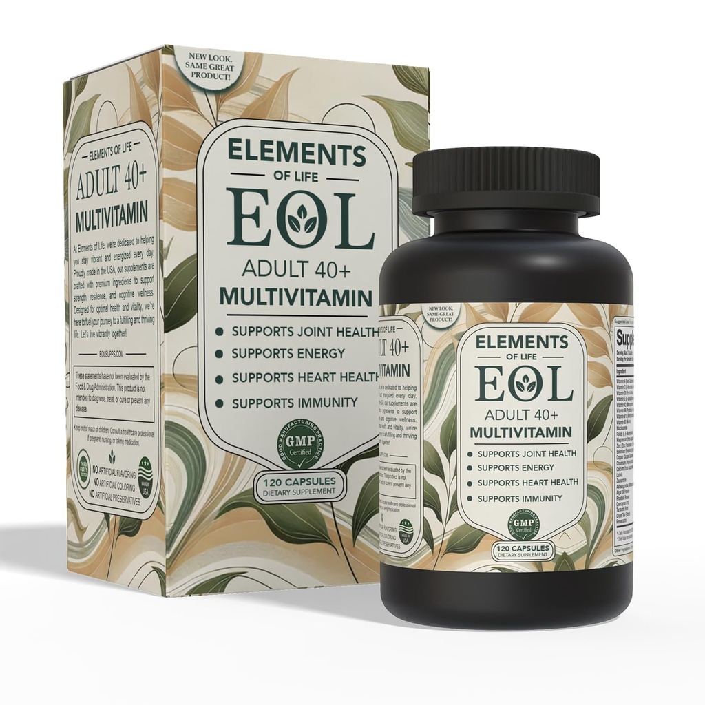 40 Plus Multivitamin for Women & Men with Vitamin A, D, B6, B12, E, Zinc, Magnesium, Calcium - Vegan, Gluten Free, Mens & Womens Multivitamin, Supports Energy, Immunity, Joint & Heart Health (120 Cap)