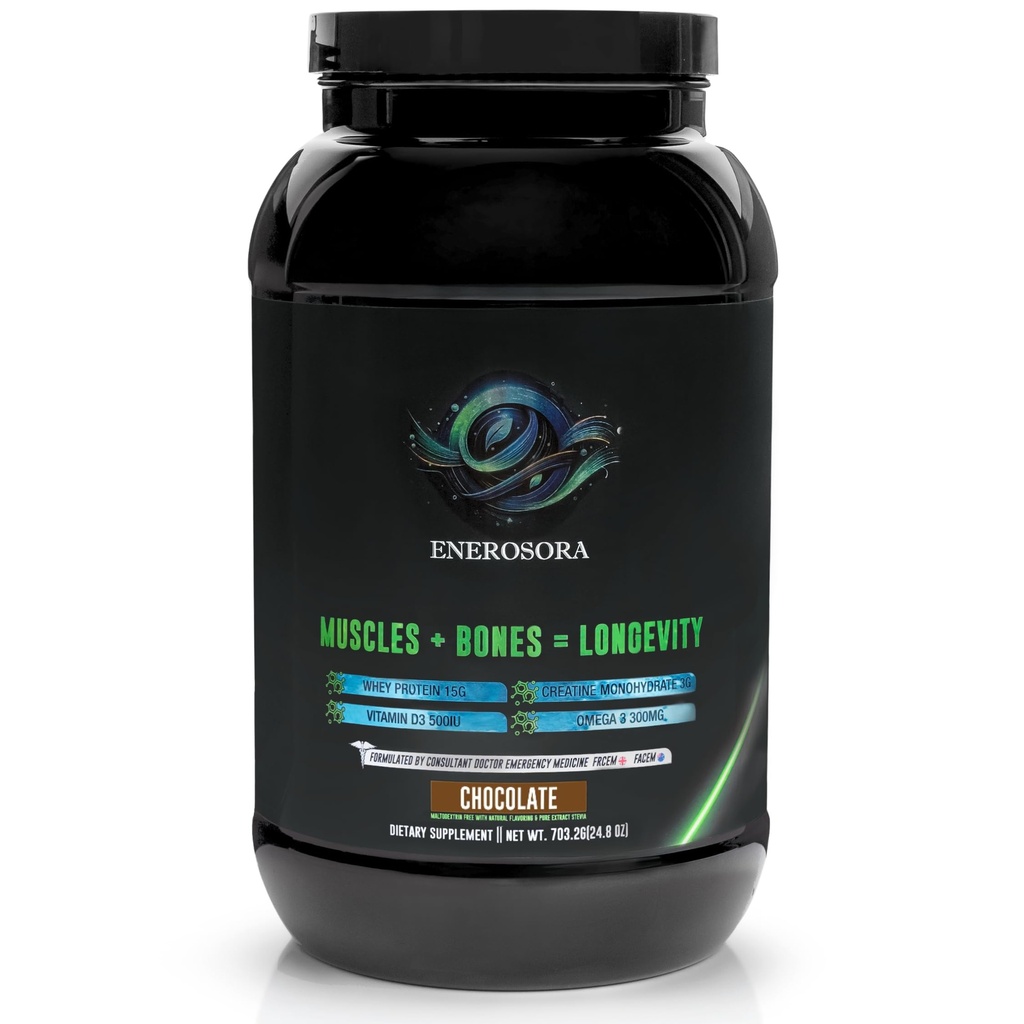 Plant-Based Muscle Builder Powder | 15g Whey Protein, 3g Creatine | 500 IU Vitamin D3, 300 mg Omega-3 | Non-GMO Muscle Builder | Muscle Mass Gainer for 40+ | 30 Servings.