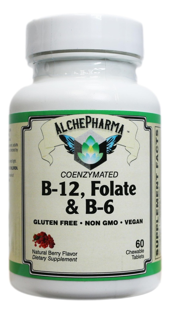 Coenzymated B-12, Folate & B-6, 60 Chewable Tablets, Natural Berry Flavor, with Methylcobalamin B12, P-5-P B6, and Magnafolate-C L-5-MTHF, Vegan, Non-GMO & Gluten-Free
