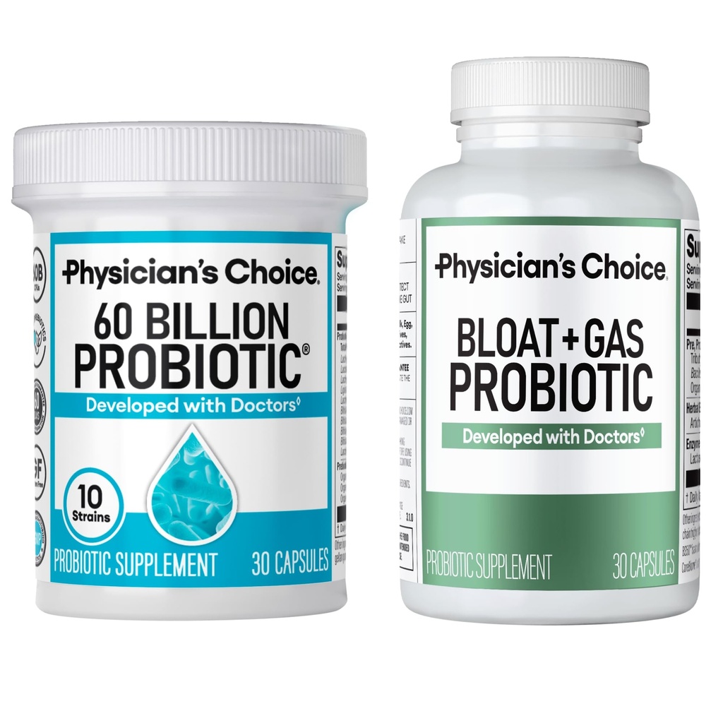 KEUZE van de arts Bloat & Gas Probiotic 30ct + 60 miljard Probiotic 30ct - Spijsvertering Wellness Bundle