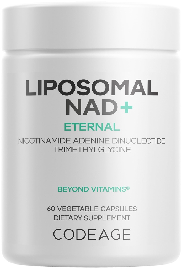 Codeage Liposomale NAD+ Supplement - NAD Nicotinamide Adenine Dinucleotide Coenzyme Pillen - 500 mg NAD+ Per Serving & Betaine Anhydrous - Liposomale Delivery - Vegan, Non-GMO, Glutenvrije - 60 capsules
