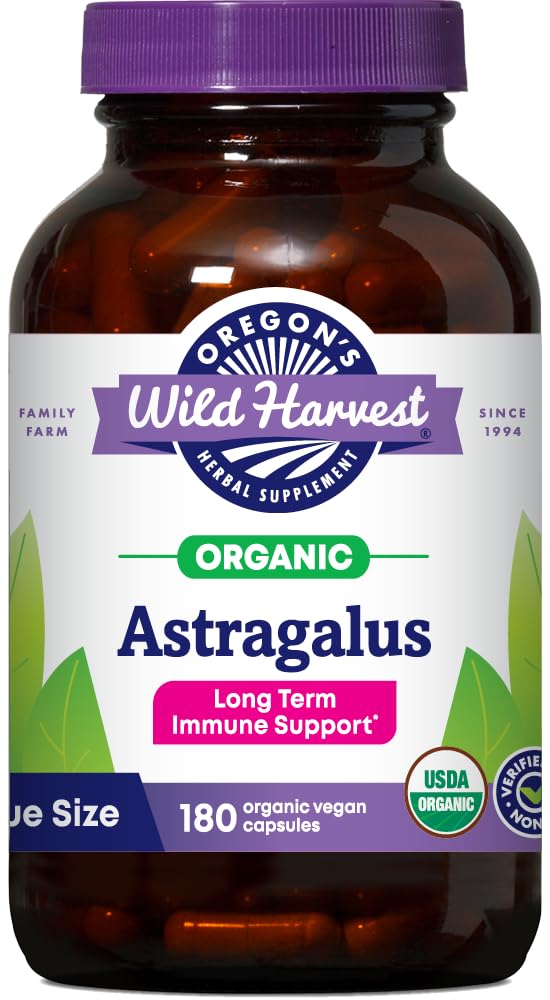 Oregon's Wild Harvest Non-GMO Certified Biologische Astragalus Capsules Lange termijn Immune Ondersteuning Kruidensupplementen-180 Tellen