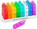 Daviky maandelijkse pil Organizer 3 keer per dag, 30 dagen pil Organizer met kleine pil Box, een maand medicijn Organisator, 31 dagen pil geval pil container te houden vitamine, supplement en medicatie