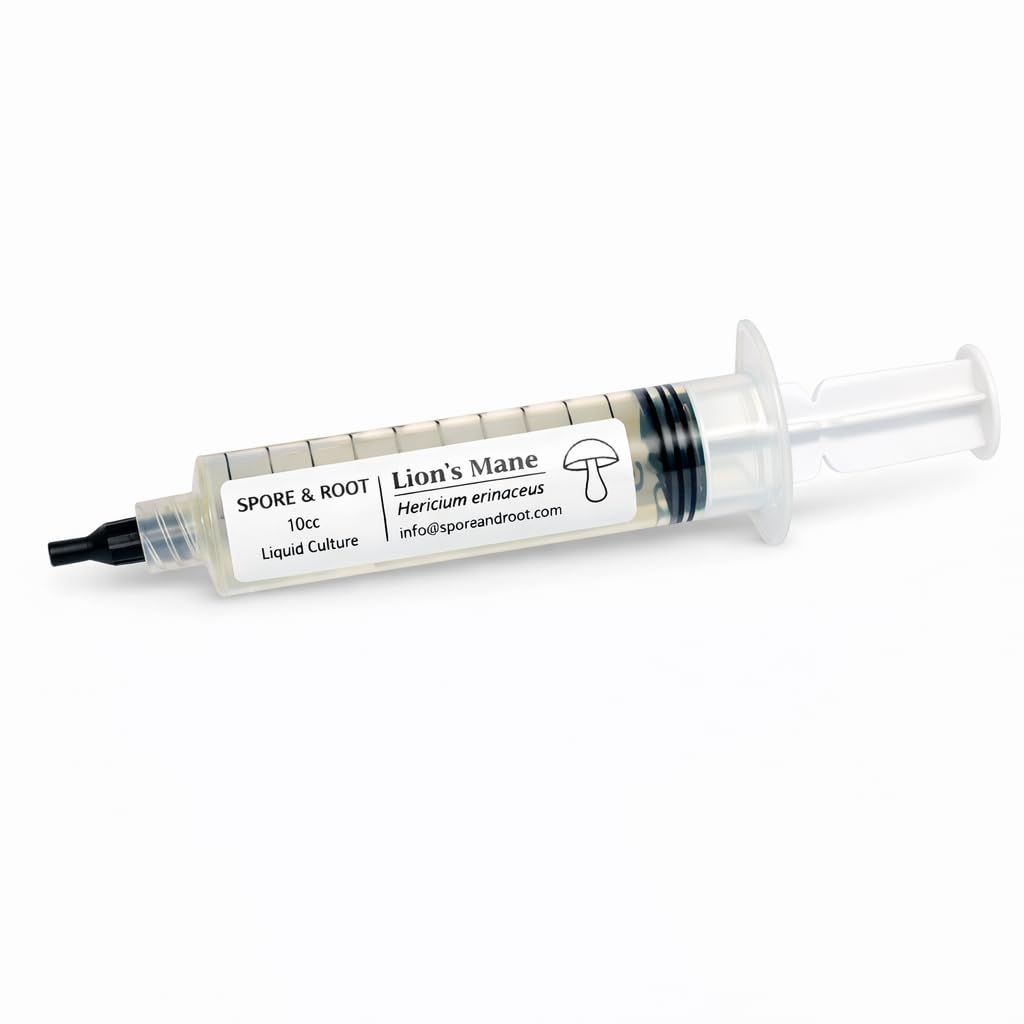Spore & Root Lions Mane Liquid Culture 10ml | Hericium erinaceus | Growing Mushrooms | Prepared in the USA