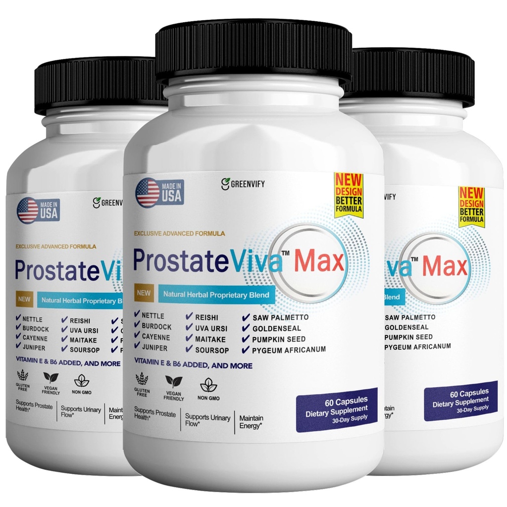 ProstateViva Max Prostate Supplements for Men Capsules, Health Supplements - Maximum Strength, All Natural to Support Normal & Healthy Function (60 Capsules) (3)