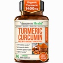 Kurkuma Curcumine Supplement met Black Pepper Extract - High Potency Biologische Kurkuma 1400mg & 95% Curcuminoïden voor Gezamenlijke & Digestieve Gezondheid - Gezamenlijke Ondersteuning Supplement - 60 Vegan Curcuma Capsules