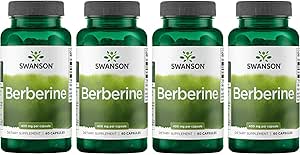 Swanson Berberine Supplement - 400 mg Elke 60 capsules - Berberine HCl met algemene wellness ondersteuning (4 verpakkingen)