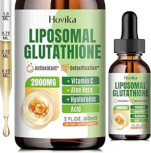 Liposomale Glutathion Supplement 2000mg, vloeibare Glutathion druppels met vitamine C, Master Antioxidanten voor het immuunsysteem, Veroudering van de verdediging, Huidhoofd, Lever Detox - Superior Absorptie, Vegan 2 Fl Oz